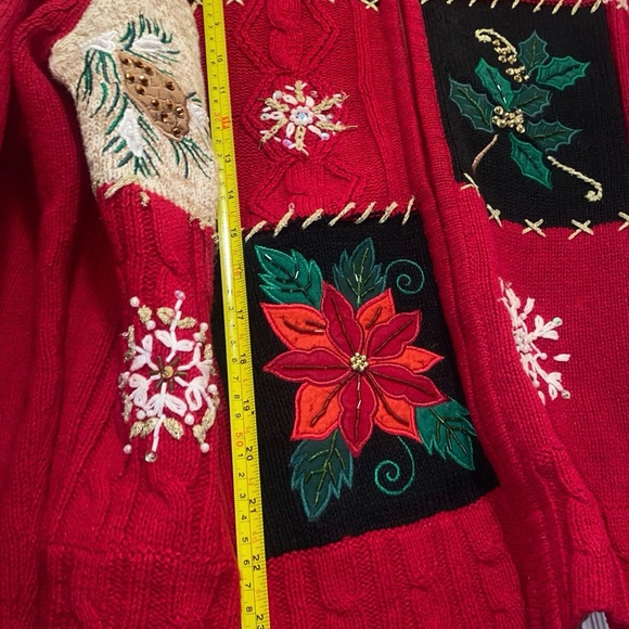 Vintage Heirloom Collectibles Christmas Sweater patchwork cardigan Size L Large - Picture 5 of 7